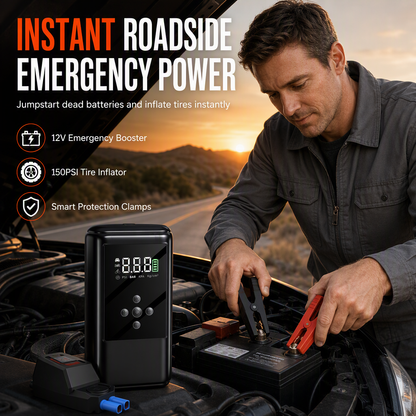 🚗 ¡Ahorra 50%! 🔋 Motor de arranque y inflador de neumáticos – Griales inteligentes y caja de EVA ✨
