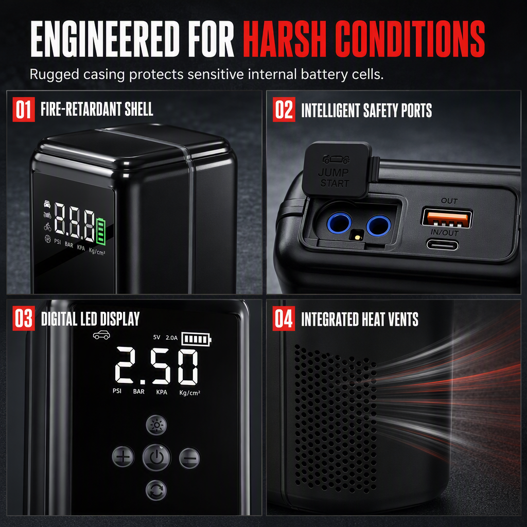 🚗 ¡Ahorra 50%! 🔋 Motor de arranque y inflador de neumáticos – Griales inteligentes y caja de EVA ✨