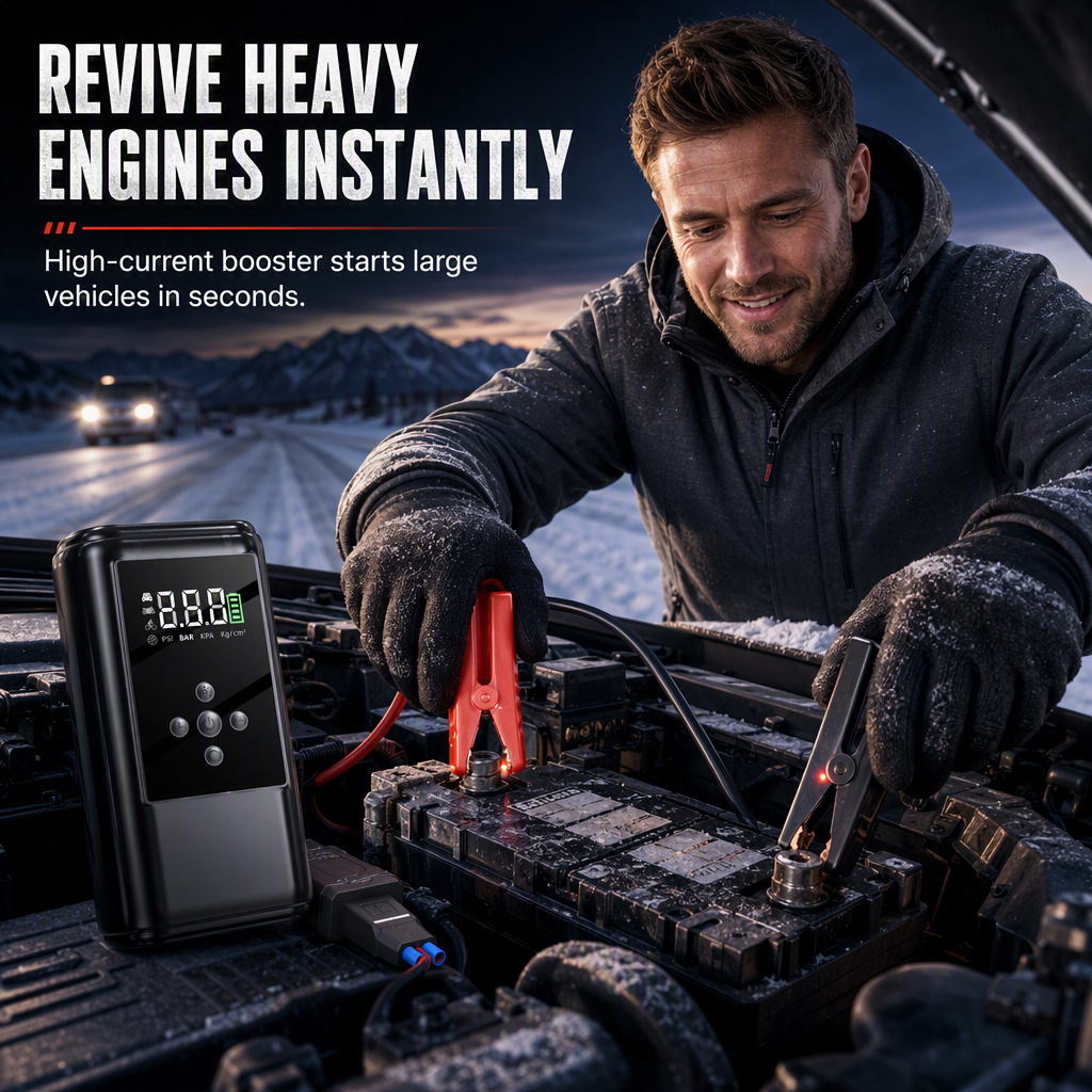 🚗 ¡Ahorra 50%! 🔋 Motor de arranque y inflador de neumáticos – Griales inteligentes y caja de EVA ✨