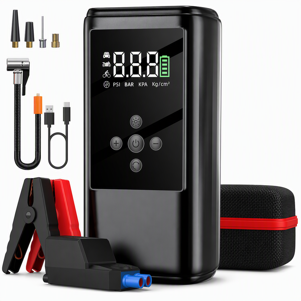 🚗 ¡Ahorra 50%! 🔋 Motor de arranque y inflador de neumáticos – Griales inteligentes y caja de EVA ✨
