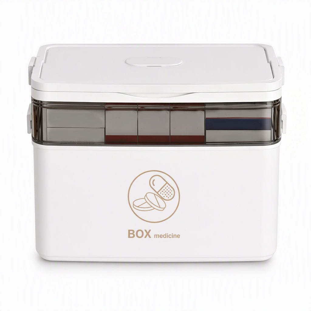 💊 ¡50% DE DESCUENTO! ✨ Caja de Medicamentos de Plástico Grande – Múltiples Compartimentos· Resistente a Golpes y Asa Plegable Segura – Organiza el Botiquín Familiar en un Estuche Portátil 📦