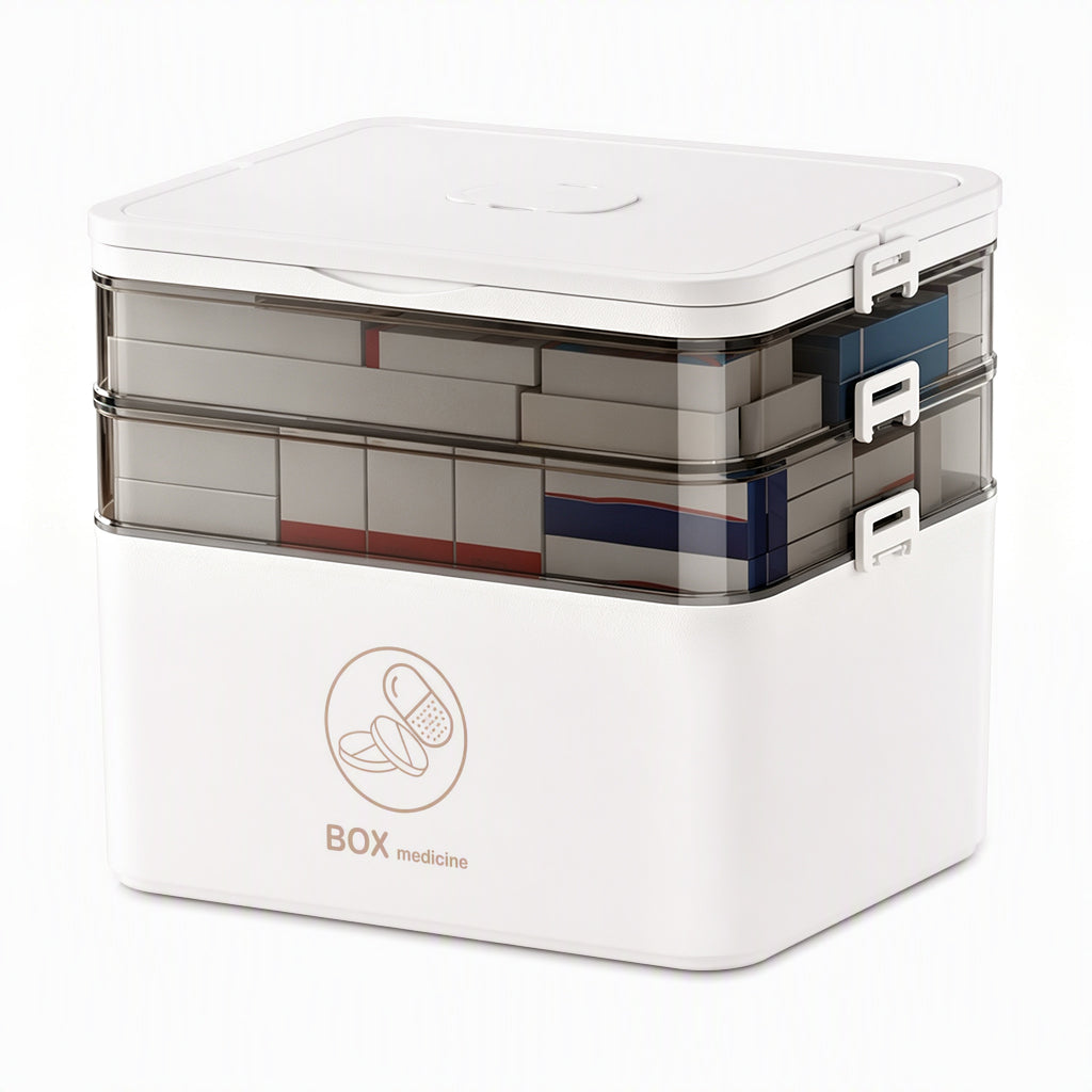 💊 ¡50% DE DESCUENTO! ✨ Caja de Medicamentos de Plástico Grande – Múltiples Compartimentos· Resistente a Golpes y Asa Plegable Segura – Organiza el Botiquín Familiar en un Estuche Portátil 📦
