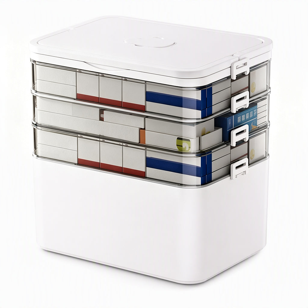 💊 ¡50% DE DESCUENTO! ✨ Caja de Medicamentos de Plástico Grande – Múltiples Compartimentos· Resistente a Golpes y Asa Plegable Segura – Organiza el Botiquín Familiar en un Estuche Portátil 📦