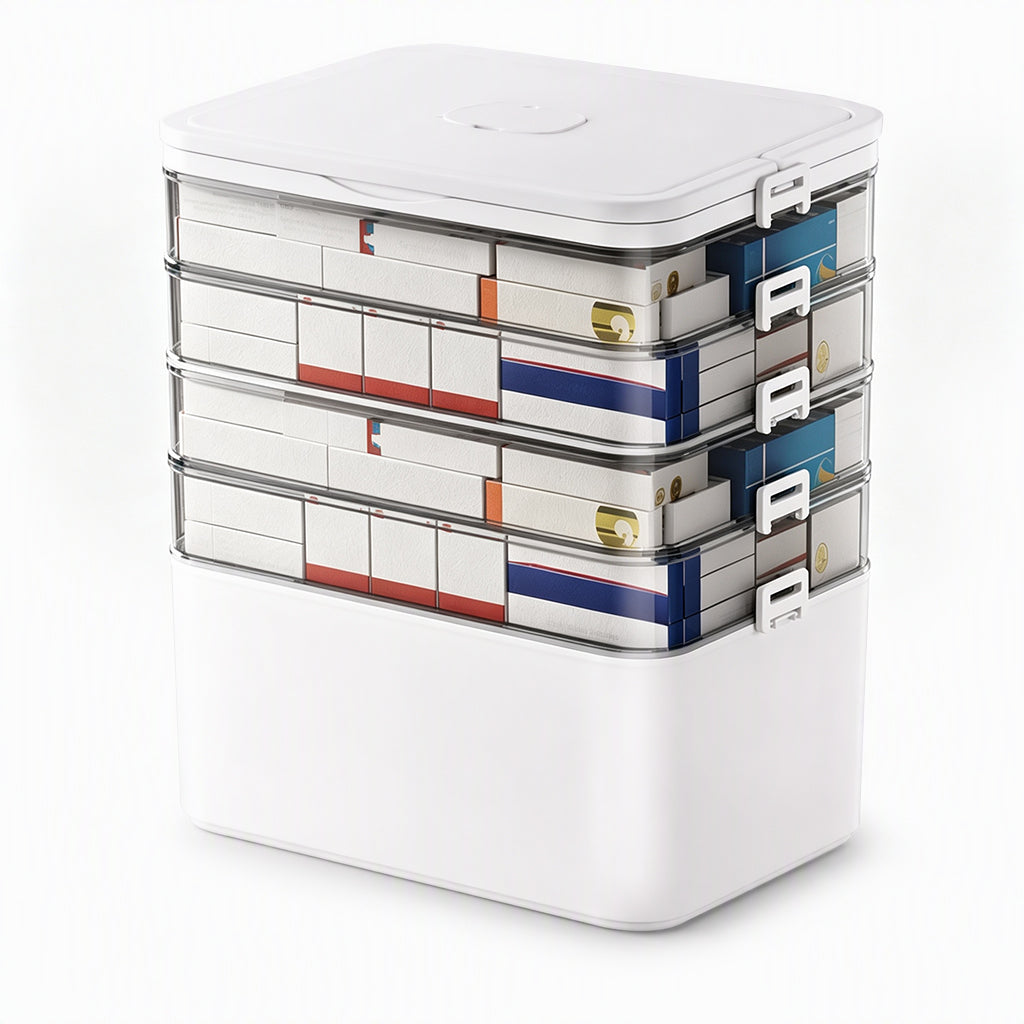 💊 ¡50% DE DESCUENTO! ✨ Caja de Medicamentos de Plástico Grande – Múltiples Compartimentos· Resistente a Golpes y Asa Plegable Segura – Organiza el Botiquín Familiar en un Estuche Portátil 📦