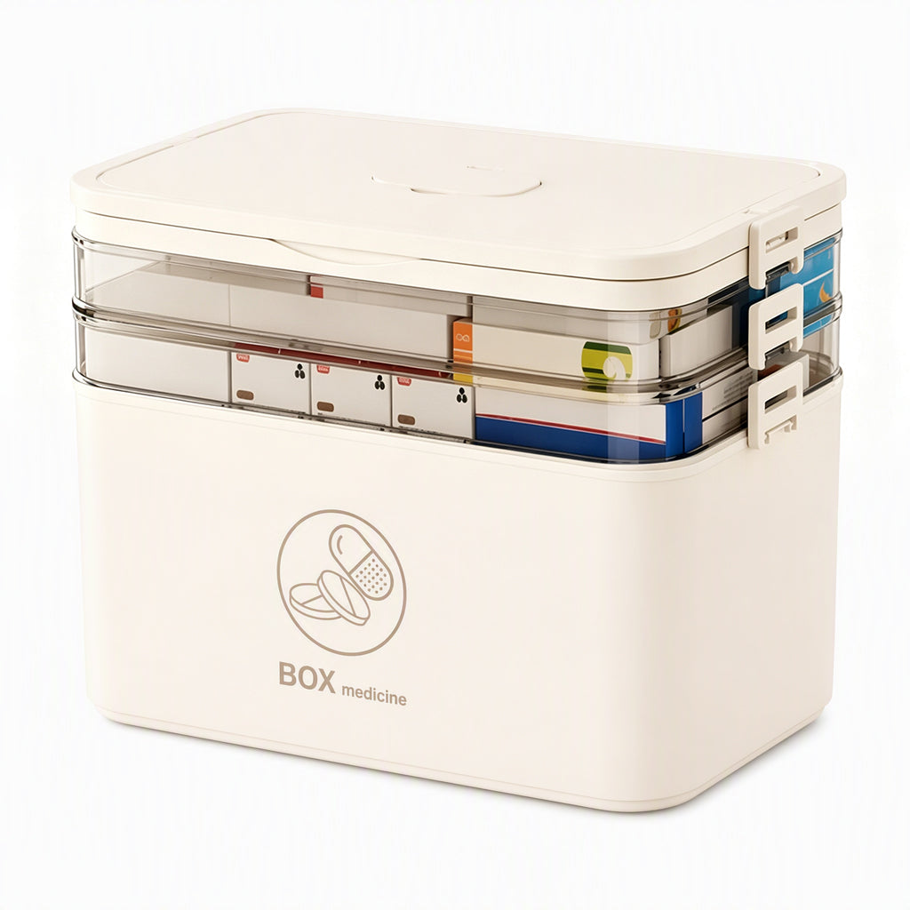 💊 ¡50% DE DESCUENTO! ✨ Caja de Medicamentos de Plástico Grande – Múltiples Compartimentos· Resistente a Golpes y Asa Plegable Segura – Organiza el Botiquín Familiar en un Estuche Portátil 📦