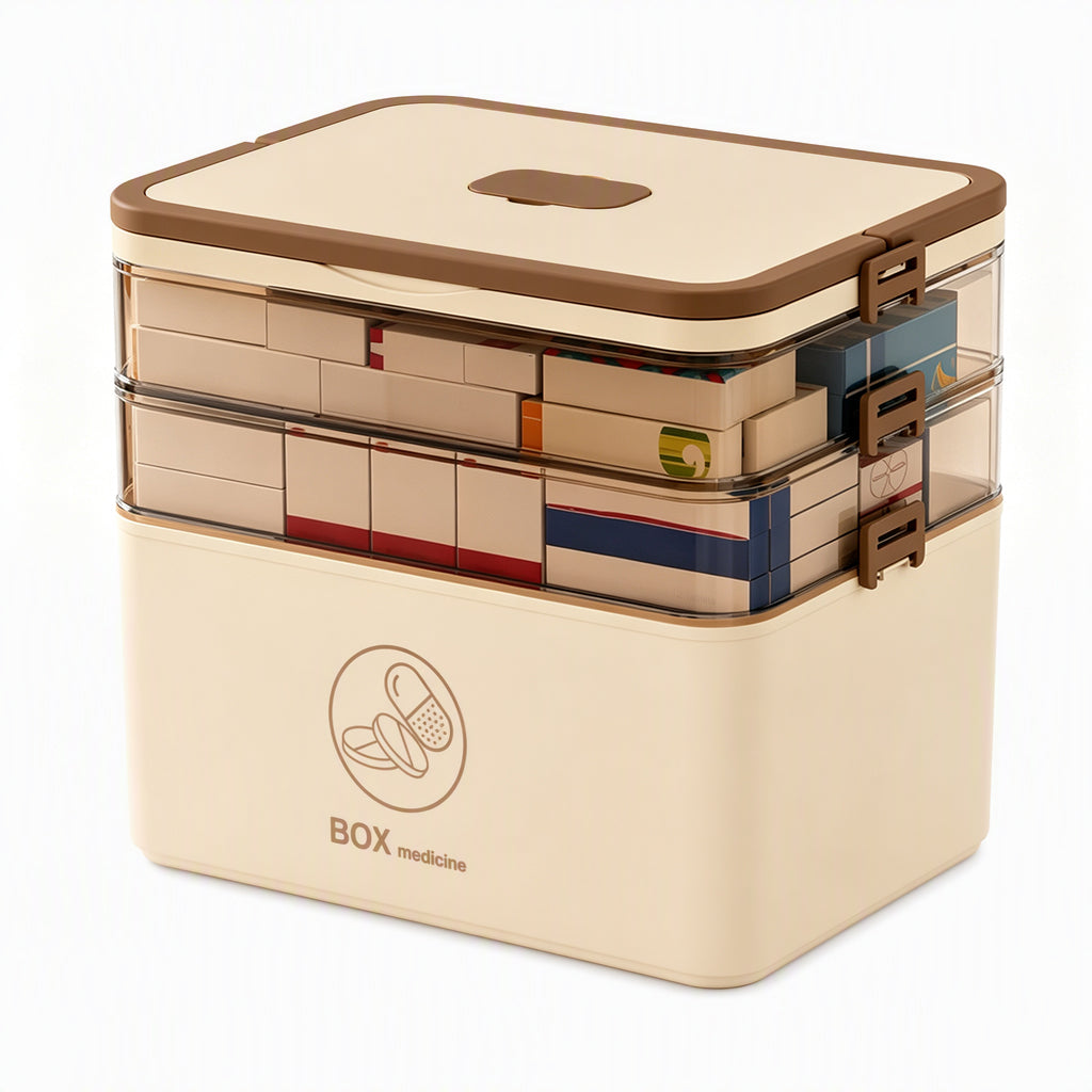 💊 ¡50% DE DESCUENTO! ✨ Caja de Medicamentos de Plástico Grande – Múltiples Compartimentos· Resistente a Golpes y Asa Plegable Segura – Organiza el Botiquín Familiar en un Estuche Portátil 📦
