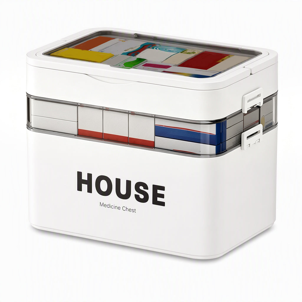 💊 ¡50% DE DESCUENTO! ✨ Caja de Medicamentos de Plástico Grande – Múltiples Compartimentos· Resistente a Golpes y Asa Plegable Segura – Organiza el Botiquín Familiar en un Estuche Portátil 📦