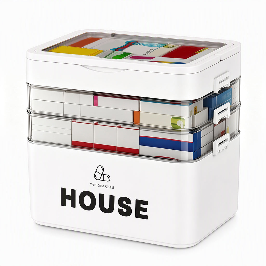 💊 ¡50% DE DESCUENTO! ✨ Caja de Medicamentos de Plástico Grande – Múltiples Compartimentos· Resistente a Golpes y Asa Plegable Segura – Organiza el Botiquín Familiar en un Estuche Portátil 📦