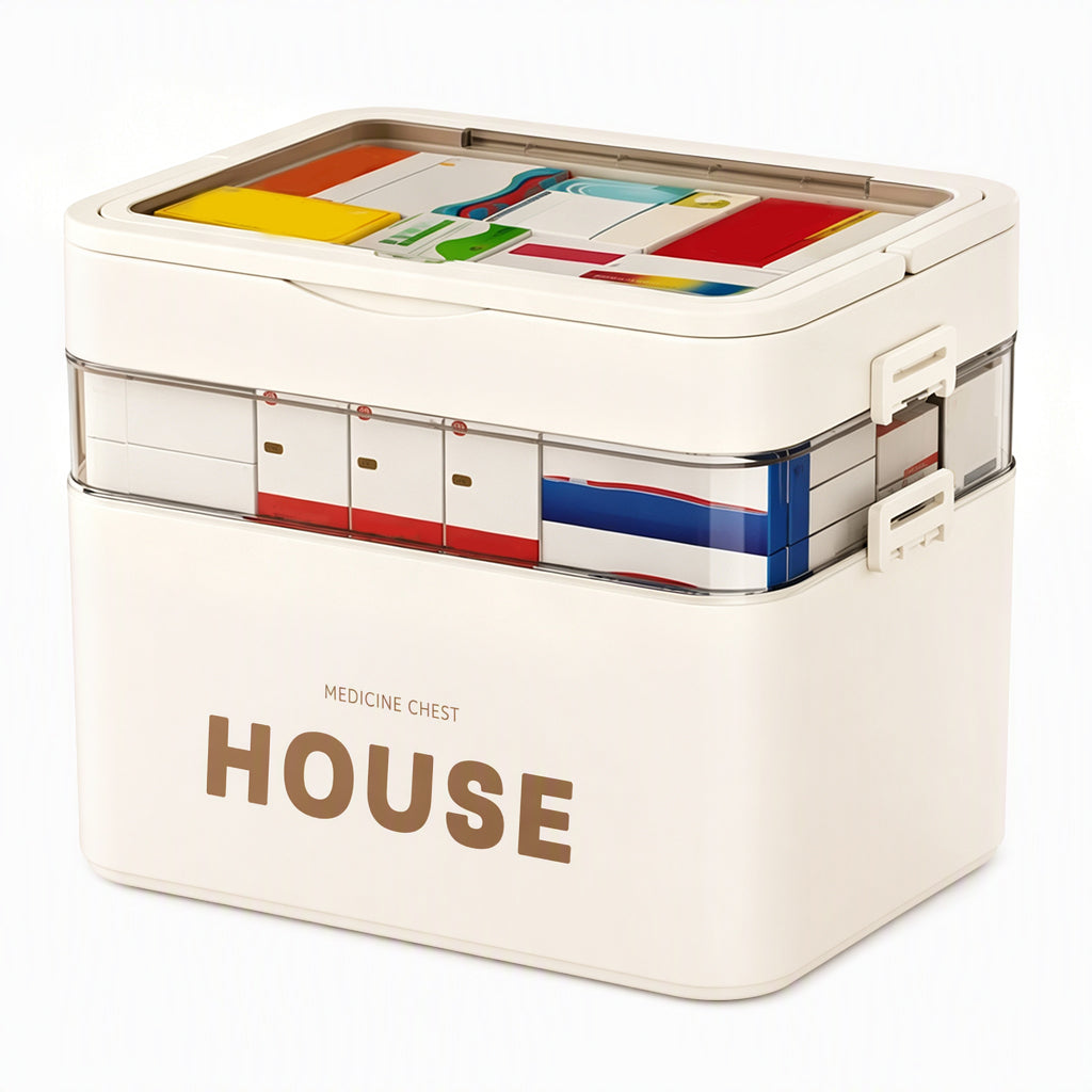 💊 ¡50% DE DESCUENTO! ✨ Caja de Medicamentos de Plástico Grande – Múltiples Compartimentos· Resistente a Golpes y Asa Plegable Segura – Organiza el Botiquín Familiar en un Estuche Portátil 📦