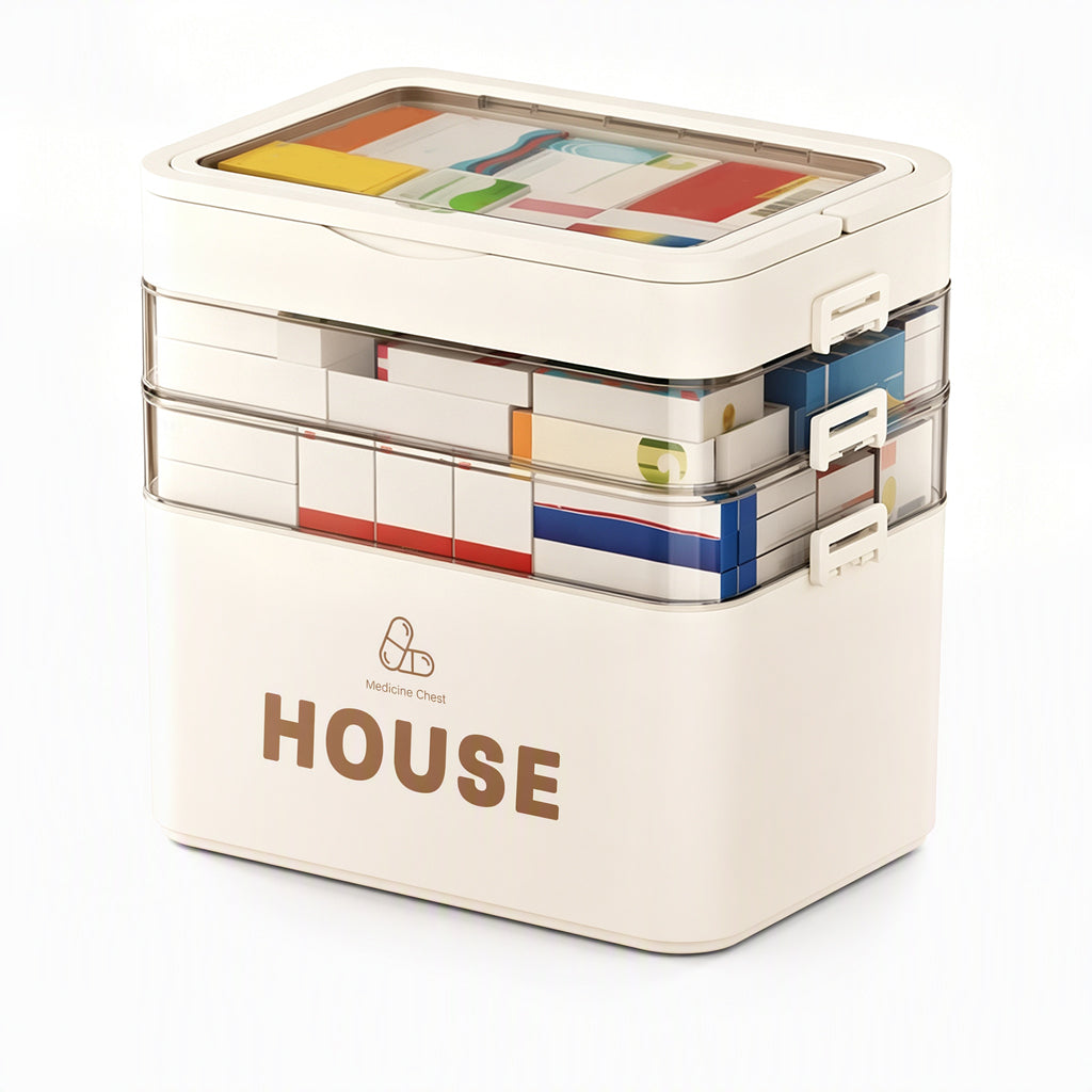 💊 ¡50% DE DESCUENTO! ✨ Caja de Medicamentos de Plástico Grande – Múltiples Compartimentos· Resistente a Golpes y Asa Plegable Segura – Organiza el Botiquín Familiar en un Estuche Portátil 📦