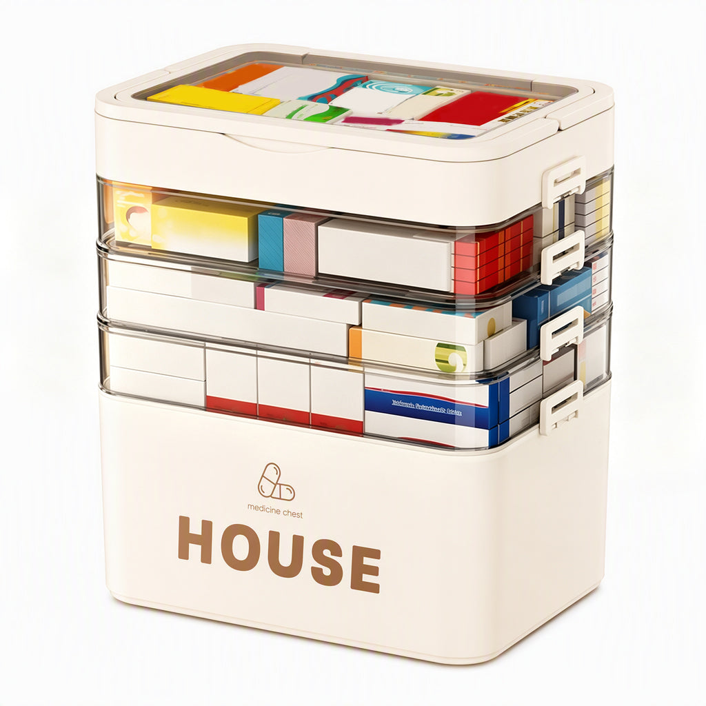 💊 ¡50% DE DESCUENTO! ✨ Caja de Medicamentos de Plástico Grande – Múltiples Compartimentos· Resistente a Golpes y Asa Plegable Segura – Organiza el Botiquín Familiar en un Estuche Portátil 📦