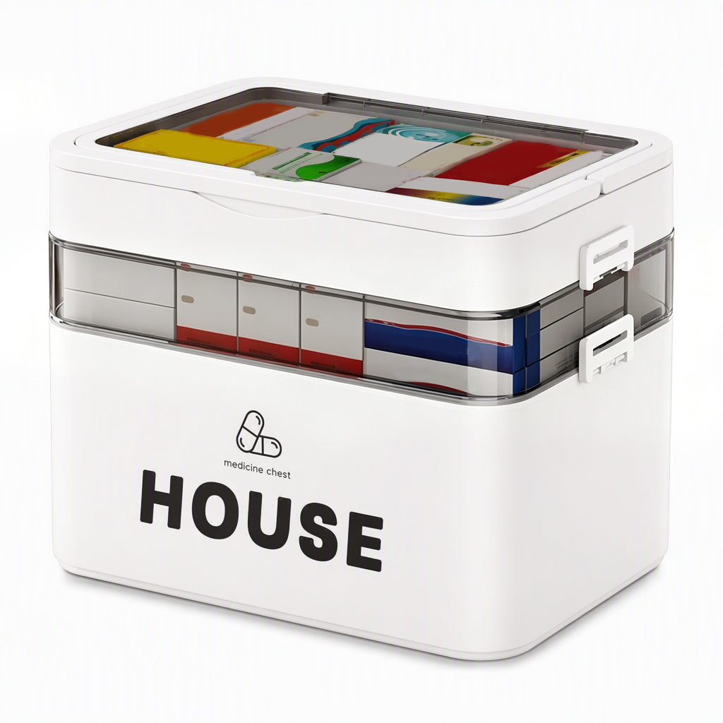 💊 ¡50% DE DESCUENTO! ✨ Caja de Medicamentos de Plástico Grande – Múltiples Compartimentos· Resistente a Golpes y Asa Plegable Segura – Organiza el Botiquín Familiar en un Estuche Portátil 📦