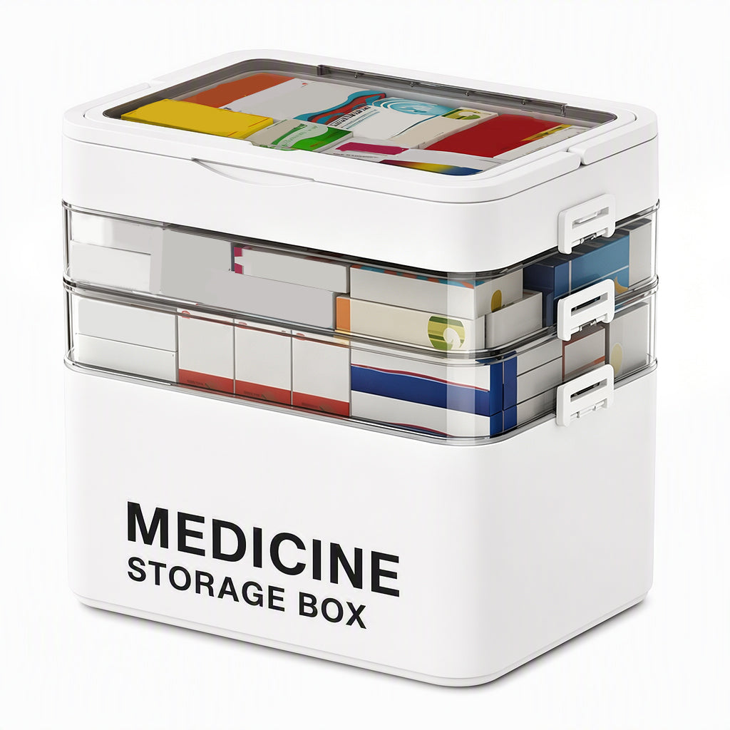 💊 ¡50% DE DESCUENTO! ✨ Caja de Medicamentos de Plástico Grande – Múltiples Compartimentos· Resistente a Golpes y Asa Plegable Segura – Organiza el Botiquín Familiar en un Estuche Portátil 📦