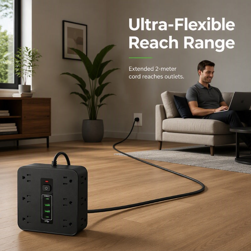 ⏳55% Descuento⏰Regleta Multicontacto de 12 Tomas con Puertos USB (110V)⚡🔋