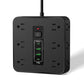 ⏳55% Descuento⏰Regleta Multicontacto de 12 Tomas con Puertos USB (110V)⚡🔋