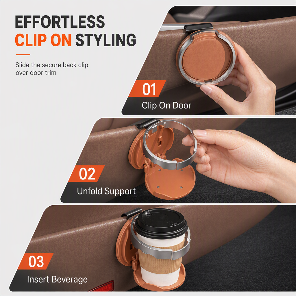 ⏳Envío gratis por ambos artículos✈️Portavasos Plegable para Puerta de Coche, Soporte Multifuncional de Gran Apertura para Botellas🚗🥤