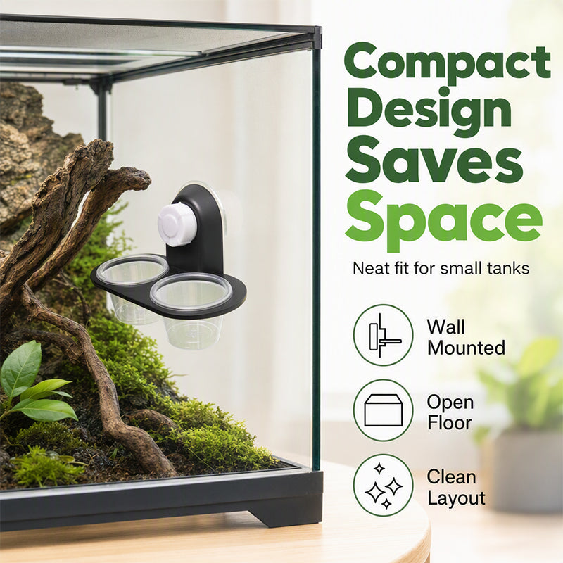 🦎 Comedero Doble Colgante para Reptiles con Ventosa y Tazones Desmontables
