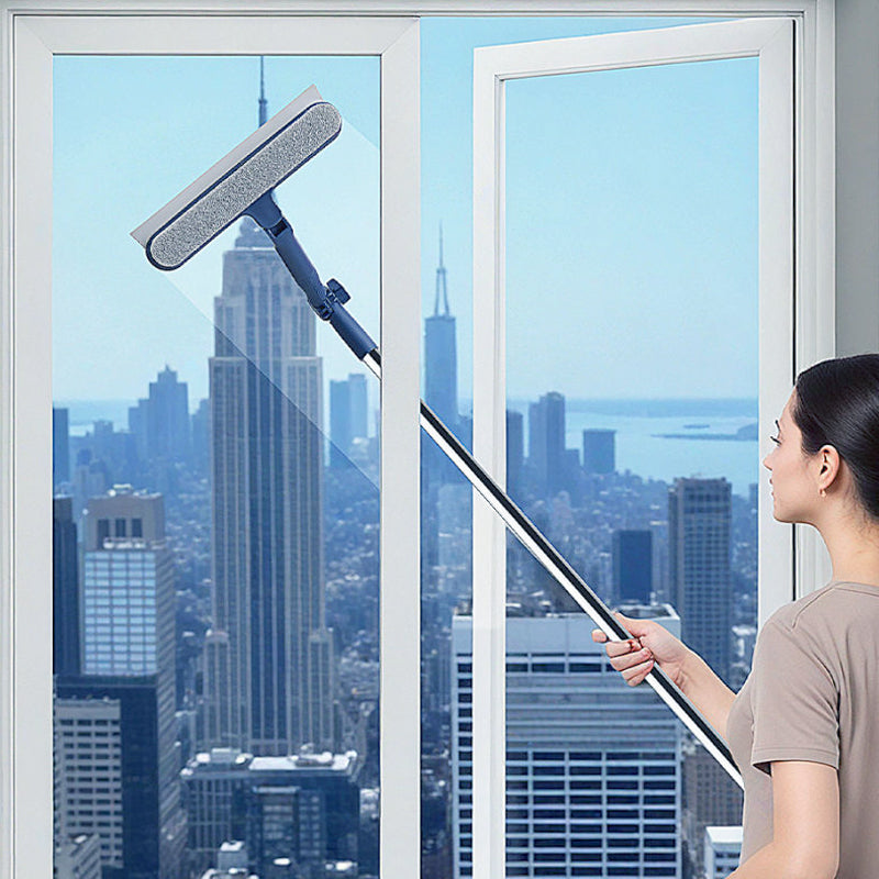 🪟 50% dto. Limpiacristales con escobilla para ventanas de gran altura – alcanza sin escaleras, limpia por ambos lados. Cristales impecables sin riesgo! ✨🛡️
