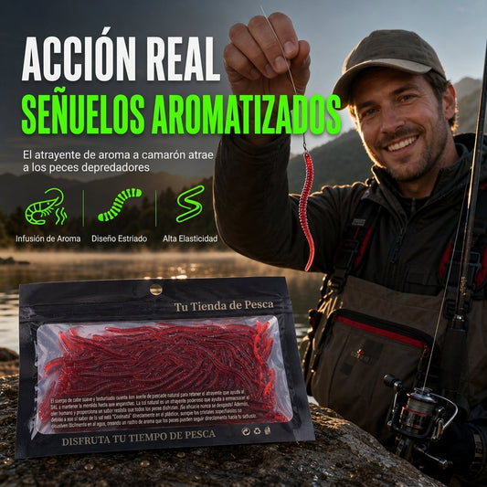 🎣 ¡50% DE DESCUENTO! ✨ Señuelos Suaves de Pesca Tipo Lombriz – Con Aroma, Realistas y Duraderos 🌊