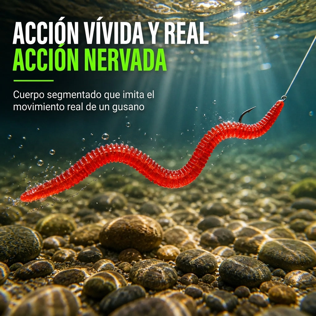 🎣 ¡50% DE DESCUENTO! ✨ Señuelos Suaves de Pesca Tipo Lombriz – Con Aroma, Realistas y Duraderos 🌊