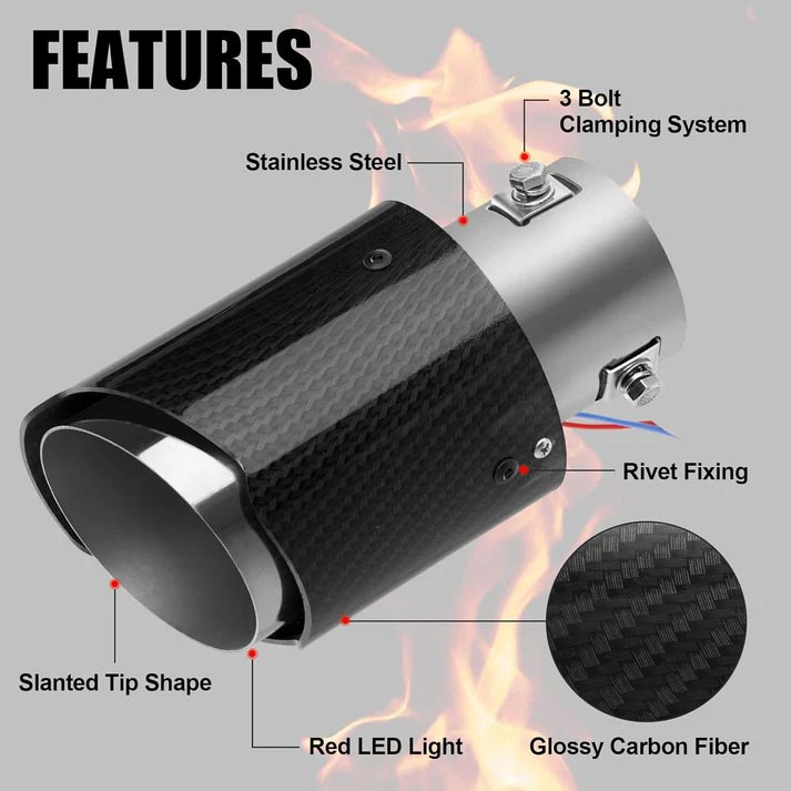 Punta de Escape Universal con Luz LED para Auto