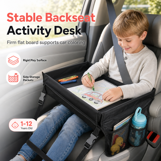 🚗 ¡50% DE DESCUENTO AHORA! 🎨 Bandeja de Viaje para Asiento de Auto Infantil – Tablero de Dibujo y Organizador – Mesa Estable para Viajes Largos ✏️