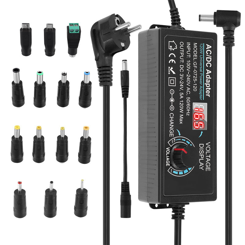 📢📢40% OFF !! ⏰Adjustable 3V-24V 3A Universal AC/DC Power Adapter