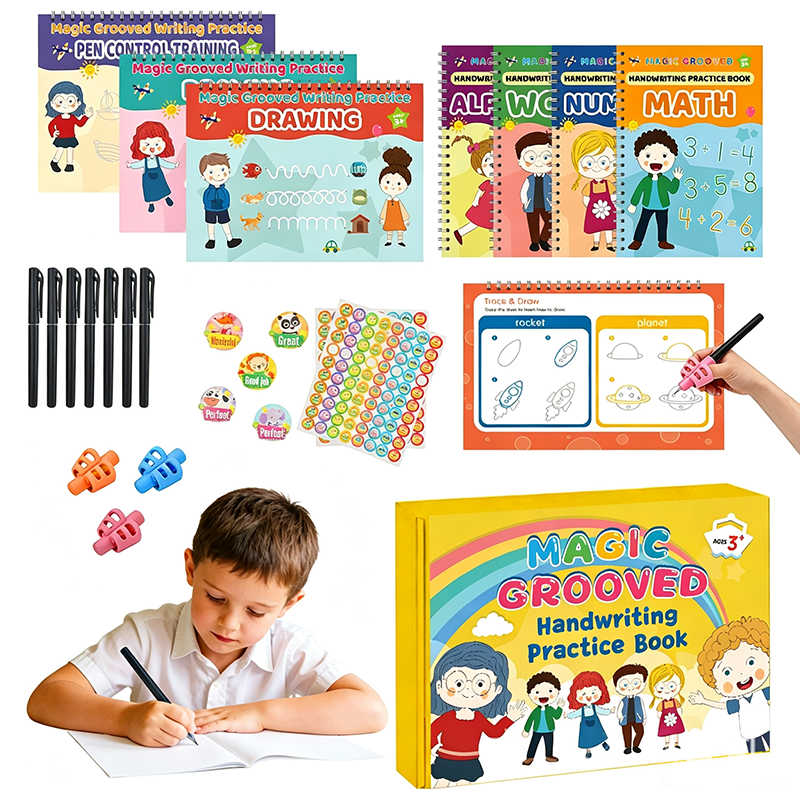 Set de Libros de Práctica de Escritura con Ranuras Mágicas