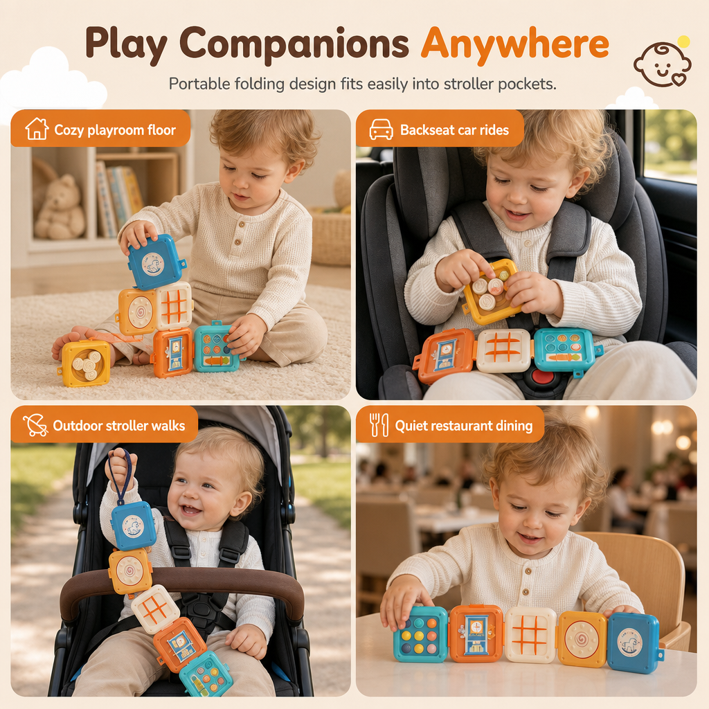 🧸 ¡50% de Descuento! ✨ Juguete Apilable Busy Ball – Cubo de Actividades Multifaceta y Portátil 🎈
