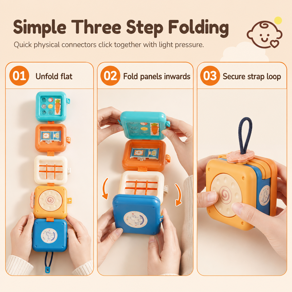 🧸 ¡50% de Descuento! ✨ Juguete Apilable Busy Ball – Cubo de Actividades Multifaceta y Portátil 🎈