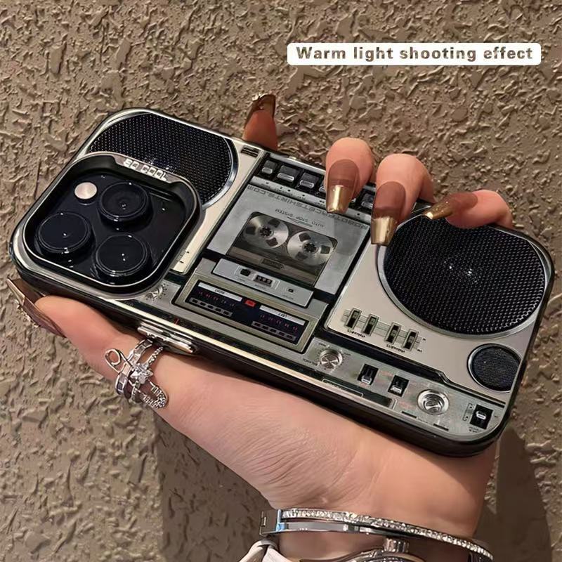 Retro Boombox Cassette Player caso de teléfono
