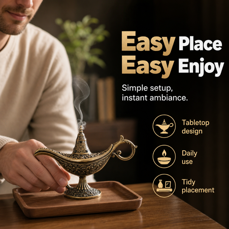 🪔 50% dto. + 1+1 gratis – Quemador de incienso lámpara de Aladino retro – aleación premium, diseño vintage. Calma mística para cualquier espacio! ✨🪄