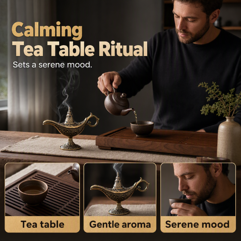 🪔 50% dto. + 1+1 gratis – Quemador de incienso lámpara de Aladino retro – aleación premium, diseño vintage. Calma mística para cualquier espacio! ✨🪄