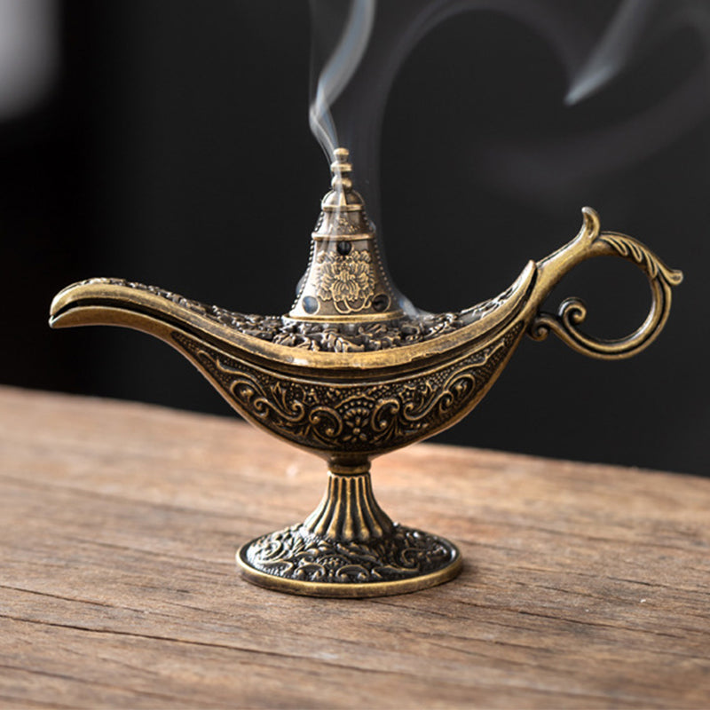 🪔 50% dto. + 1+1 gratis – Quemador de incienso lámpara de Aladino retro – aleación premium, diseño vintage. Calma mística para cualquier espacio! ✨🪄