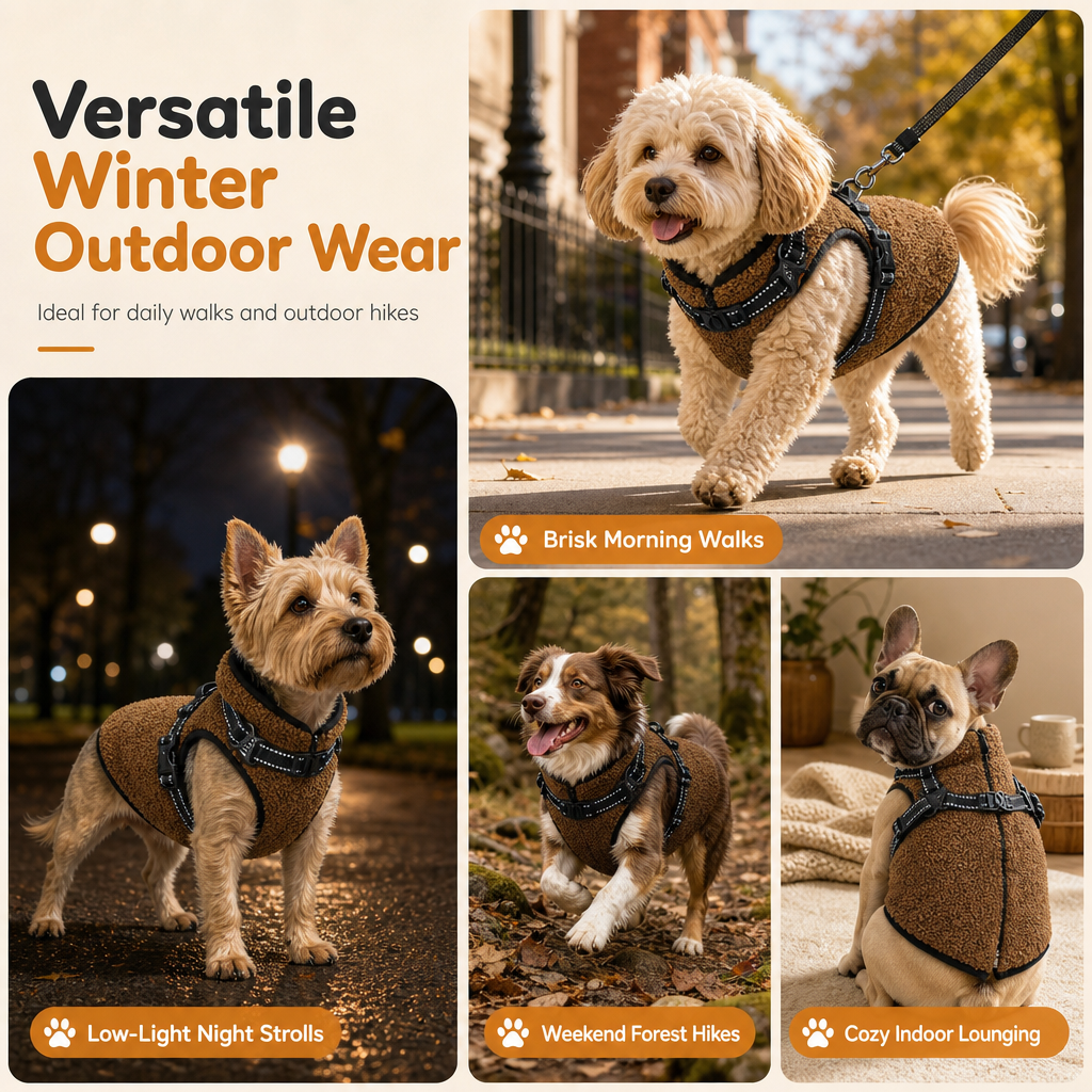 ⏳50% Descuento💥Abrigo Térmico de Invierno con Arnés Integrado y Bandas Reflejantes para Perros🐶❄️