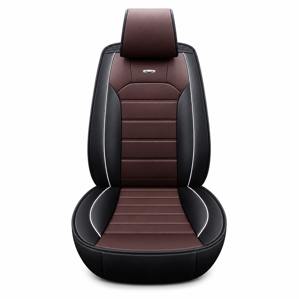 Asiento de coche de cuero de cobertura completa universal cubre todas las estaciones protectores de cojines con diseño de raya horizontal de bloque de color para coches de 5 asientos