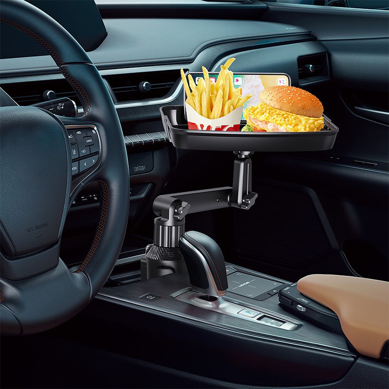🚗 Bandeja Giratoria 360° para Portavasos de Auto: Superficie Extensible, Soporte para Celular e Instalación sin Herramientas