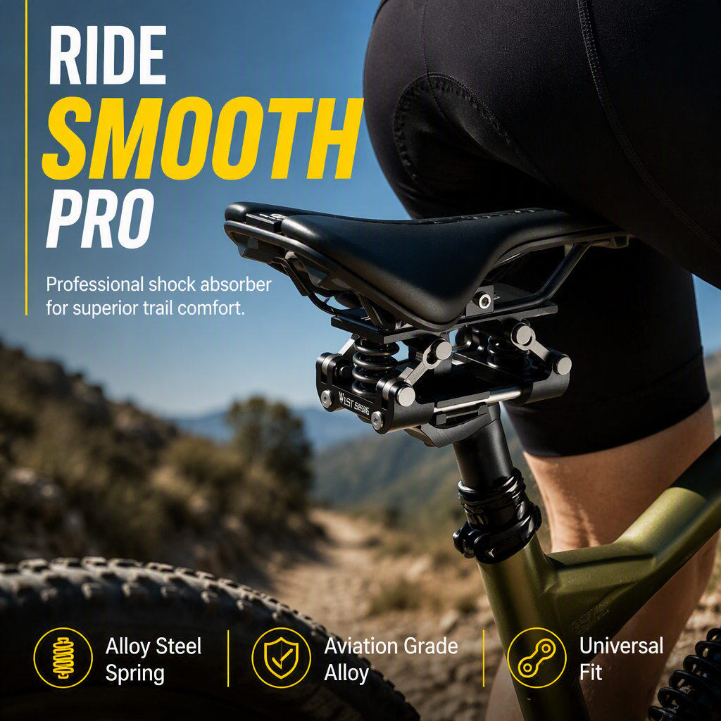 ⏳🔥¡50% DE DESCUENTO POR TIEMPO LIMITADO! ⏰ Amortiguador de Asiento para Bicicleta🚴 – Doble Resorte Antigolpes y Cuerpo de Aluminio CNC