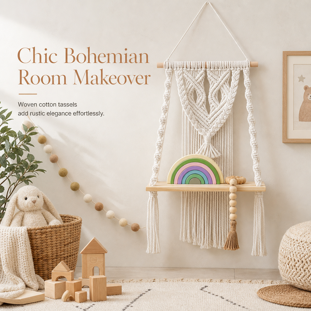 ⏳🔥¡50% DE DESCUENTO POR TIEMPO LIMITADO! ⏰Estante Flotante Bohemio Tejido a Mano🌿