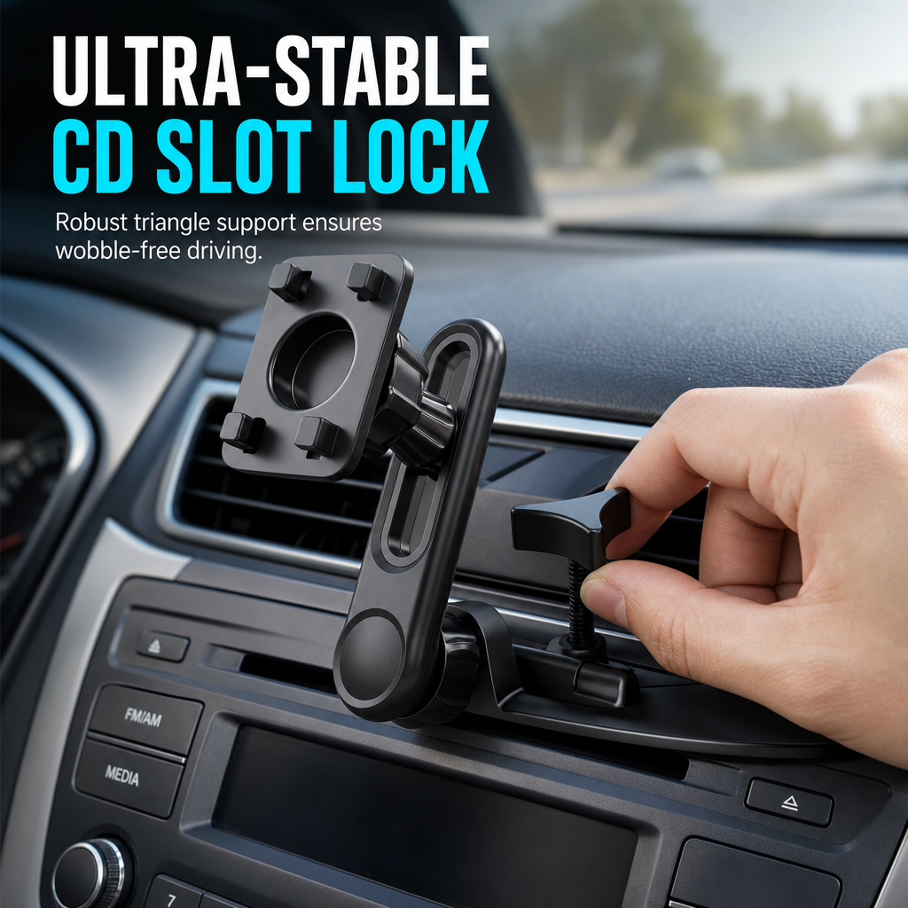 🚗📱 Soporte Universal de Celular para Auto | Ranura de CD y Rejilla de Aire, Brazo Telescópico Ajustable