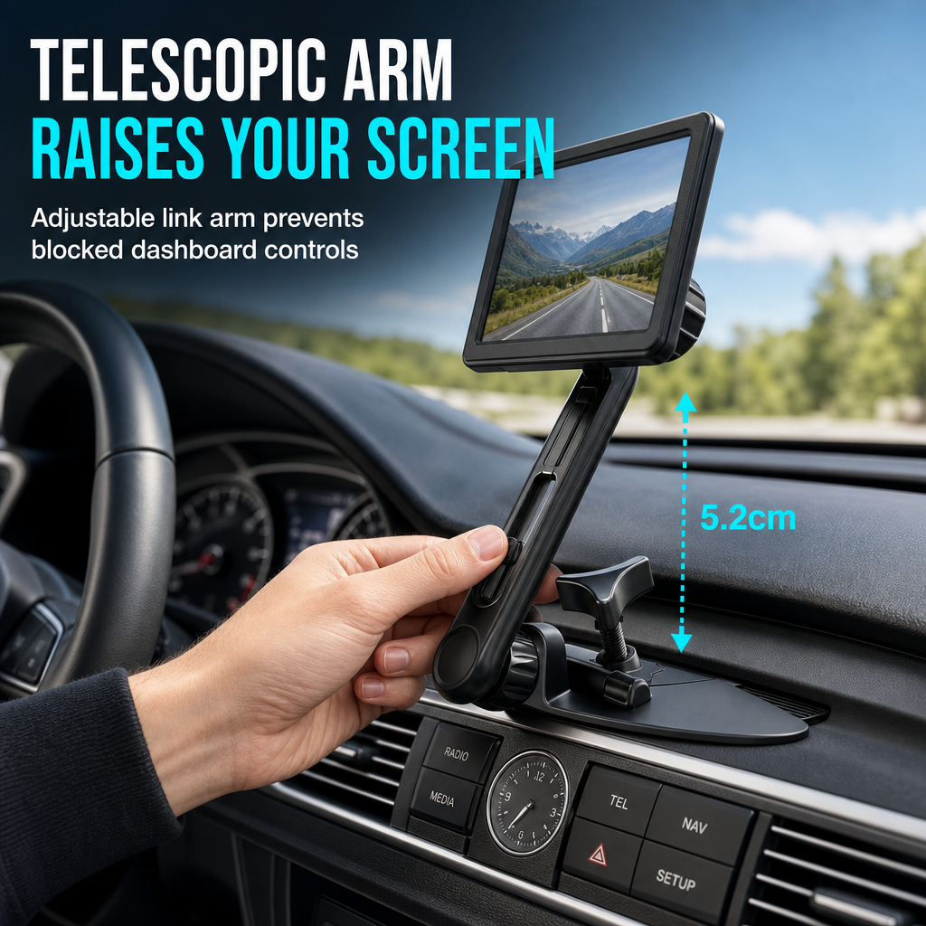 🚗📱 Soporte Universal de Celular para Auto | Ranura de CD y Rejilla de Aire, Brazo Telescópico Ajustable