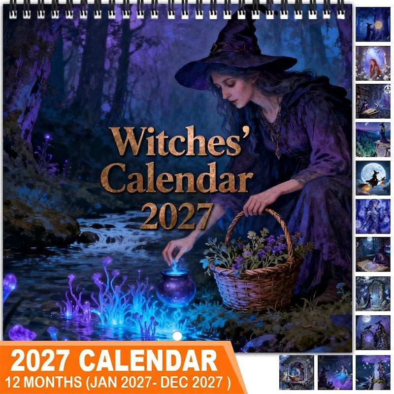🧙‍♀️✨ Calendario Místico de Brujas 2027 | Arte de Fantasía y Decoración de Pared