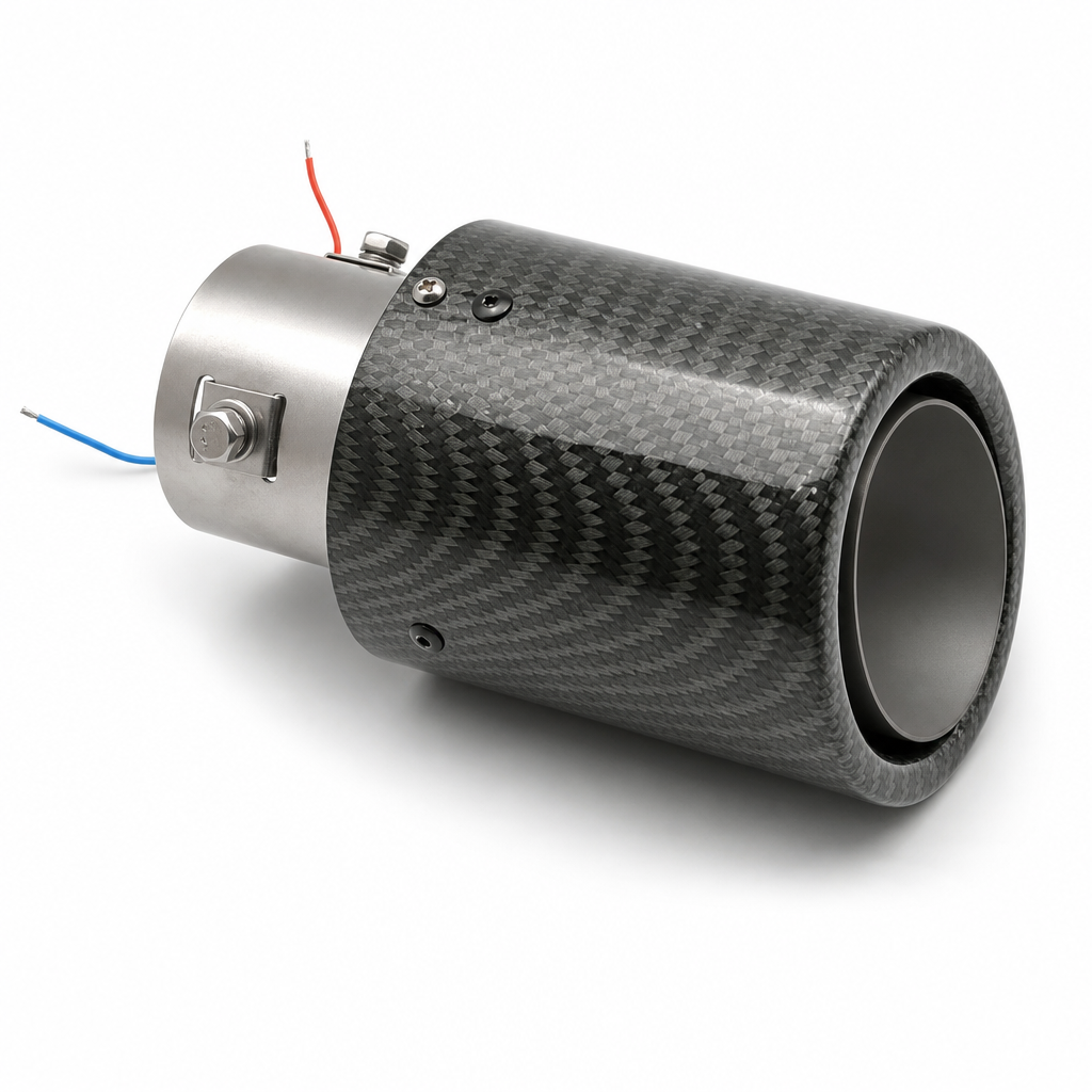 🔥🚗 Punta de Escape Deportivo de Fibra de Carbono con Luz LED ✨ – Efecto Llama, Acero Inoxidable y Máxima Resistencia al Calor