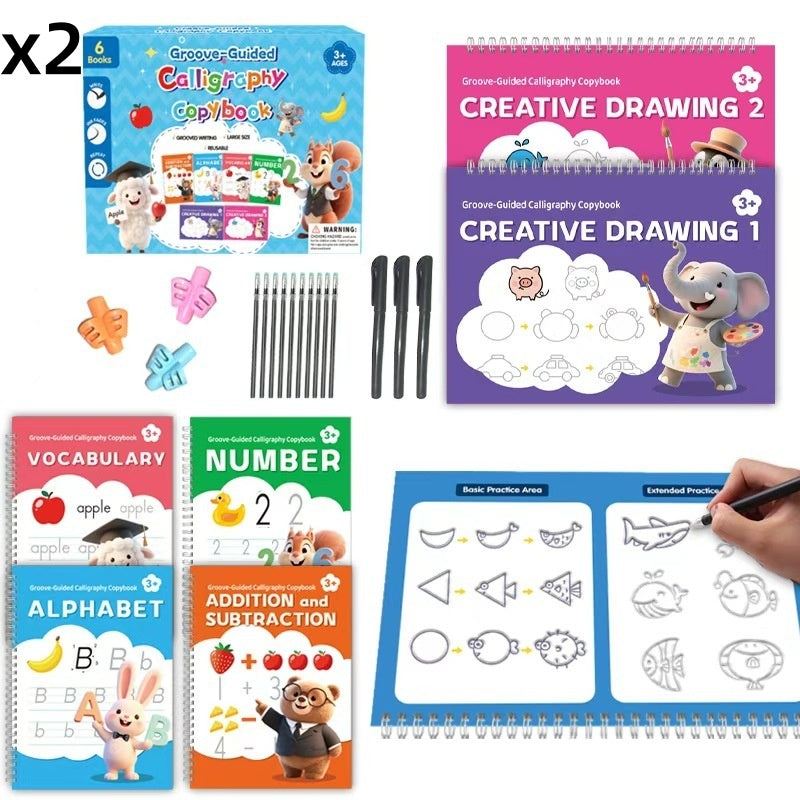 ✏️✨ Cuaderno de Caligrafía para Niños – Reutilizable con Tinta que Desaparece, Practica Escribir sin Gastar Hojas 🎒📚