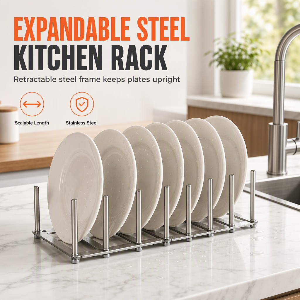 🍳✨ Estante Extensible de Acero Inoxidable para Cocina | Organizador de Tapas, Platos y Rejilla de Vapor Multiusos