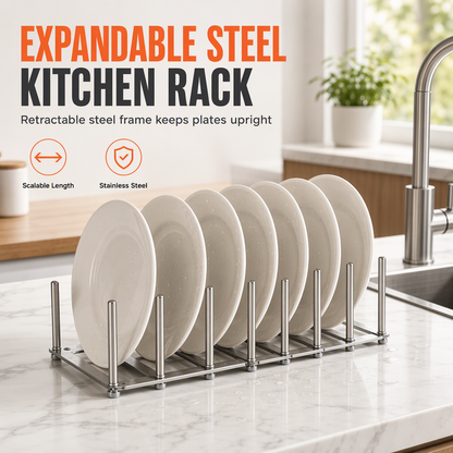 🍳✨ Estante Extensible de Acero Inoxidable para Cocina | Organizador de Tapas, Platos y Rejilla de Vapor Multiusos