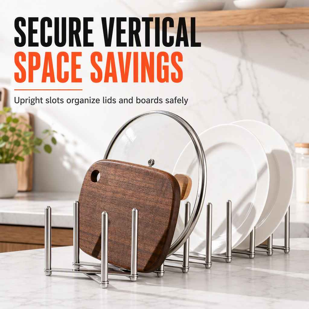 🍳✨ Estante Extensible de Acero Inoxidable para Cocina | Organizador de Tapas, Platos y Rejilla de Vapor Multiusos