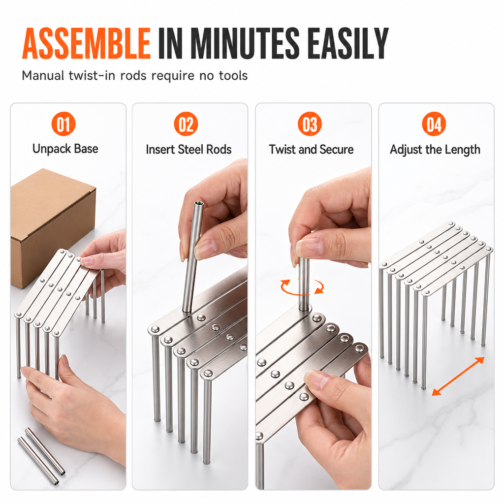 🍳✨ Estante Extensible de Acero Inoxidable para Cocina | Organizador de Tapas, Platos y Rejilla de Vapor Multiusos