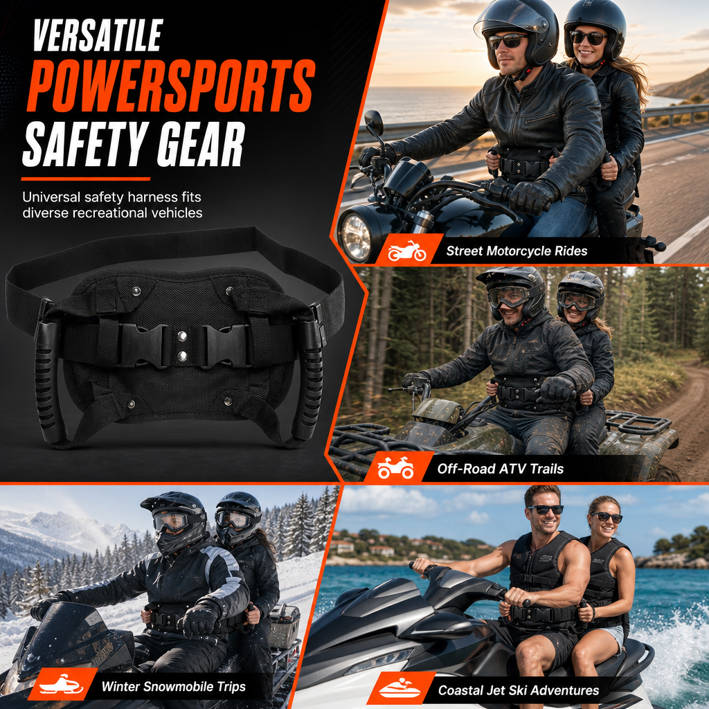 Cinturón ajustable con asas para pasajero de motocicleta