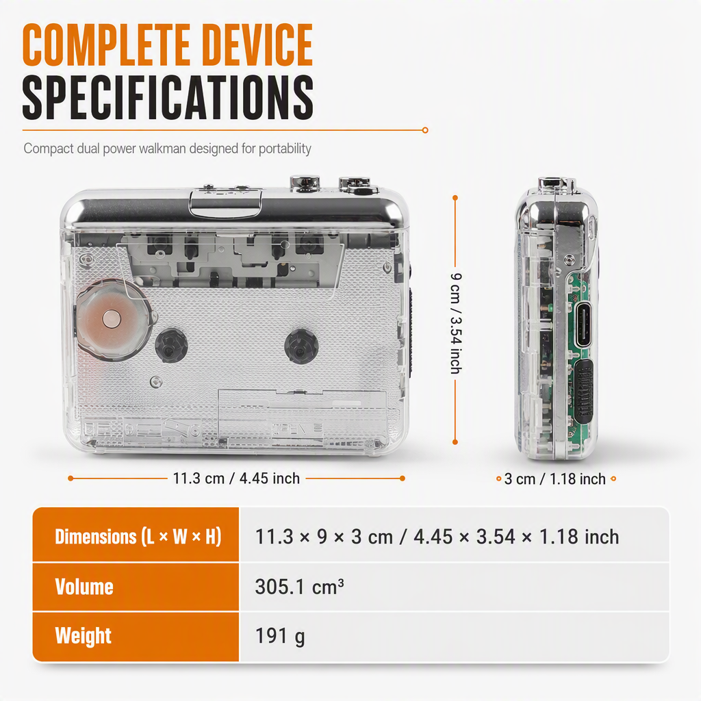 📼 ¡50% de descuento! Reproductor de casetes transparente con conversión a MP3, USB-C y estéreo Hi-Fi 🎵